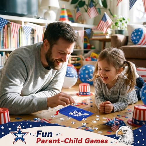 Sotiff 24 Sets 250th Anniversary USA Tic Tac Toe 4th of July Party Games with Drawstring Bags for Classroom Activities Independence Day Patriotic Party Favor Supplies - style: 250th Anniversary Usa