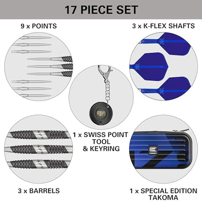 Target Darts 975 Ultra Marine 97.5% Tungsten Steel Tip Darts Set - Swiss Point Darts with K-Flex Integrated Flight and Shaft – Includes Dart Takoma Wallet, SP Tool, Dart Tips - size: 22G, style: Barrel 03