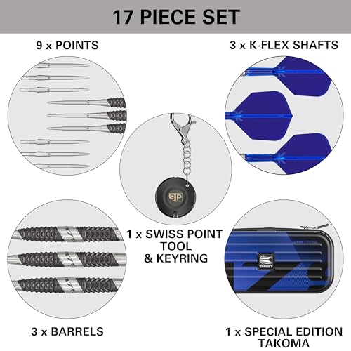 Target Darts 975 Ultra Marine 97.5% Tungsten Steel Tip Darts Set - Swiss Point Darts with K-Flex Integrated Flight and Shaft – Includes Dart Takoma Wallet, SP Tool, Dart Tips - size: 24G, style: Barrel 03