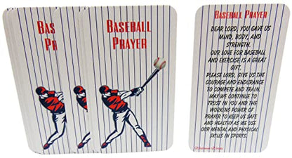 Westmon Works Baseball Prayer Holy Card Set for Catholic School Players Bulk Team Sized Pack Wallet Size Cards, Set of 10
