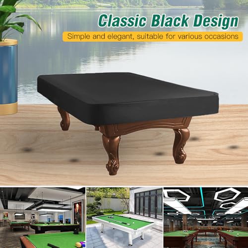 Pool Table Cover Oxford Cloth with PVC Coating Waterproof and Silver Coated for Outdoor Ping Pong Table Cover Drawstring Design Lightweight Black