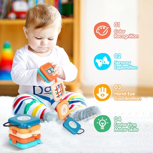 Busy Board for 1 Year Old, Travel Toys for Toddler 1-3 on Plane Car, Montessori Busy Board Busy Cube, Toys for 1 Year Old Boy Girl, Easter Basket Stuffers for Toddler