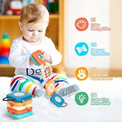 Busy Board for 1 Year Old, Travel Toys for Toddler 1-3 on Plane Car, Montessori Busy Board Busy Cube, Toys for 1 Year Old Boy Girl, Easter Basket Stuffers for Toddler