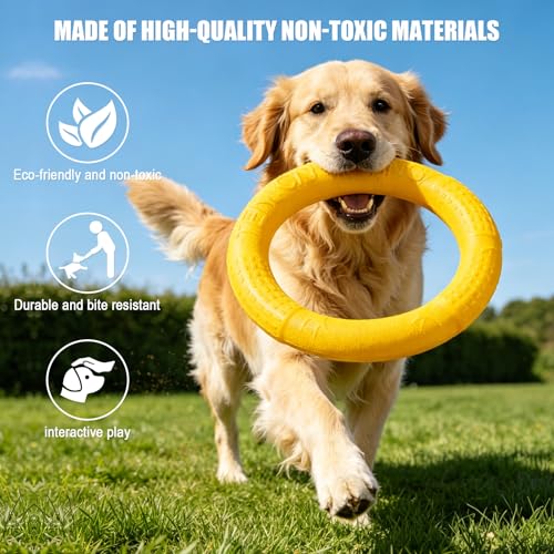 Outdoor Fitness Dog Training Ring, Floating Traction Toy Round Dog Pull Ring Interactive Game Tool, Suitable for Medium and Large Dogs (Yellow, Large) - size: Large