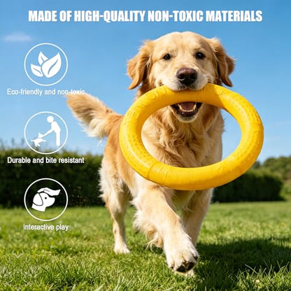 Outdoor Fitness Dog Toy Training Ring Floating Traction Toy Round Dog Pull Ring Interactive Game Tool, Suitable for Small and Medium-Sized Dogs (Yellow, Small) - size: Small