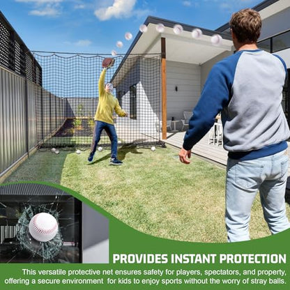 BaseGoal Baseball & Softball Backstop Nets, Heavy Duty Sports Practice Nets, Sports Netting Barrier,DIY Ball Net,Hitting Net for Baseball, Hockey, Soccer, LAX and More - size: 10x60ft