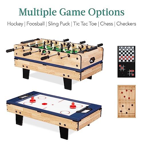 Best Choice Products Multi-Game Table Series – Interactive Game Tables for Kids with Foosball, Air Hockey, Billiards, Ping Pong & More | Childrens - color: 11-in-1 Light Wood