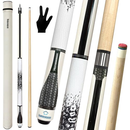 HomeSeason 58in 2-Piece Pool Cue, 18/19/20/21oz Professional Maple Billiards Stick 3D Printed Lizard Grip with Case, 12.5mm Tip Stainless Steel Quick Screw - color: 21oz(Black)