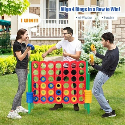 Pemberly Row Jumbo 4-to-Score Giant Game Set, Durable PE and PP Materials, Green Finish, Lightweight Design, Family Party Game for Motor Skills, Coordination, and Entertainment