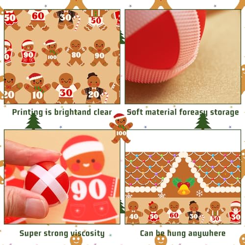 Jenaai Christmas Games Toys Gifts Large Xmas Felt Dart Board Game with 12 Pcs Sticky Balls Christmas Party Supplies Indoor Outdoor Xmas Decor for Family Carnival Birthday Gifts - style: Gingerbread House