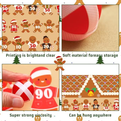 Jenaai Christmas Games Toys Gifts Large Xmas Felt Dart Board Game with 12 Pcs Sticky Balls Christmas Party Supplies Indoor Outdoor Xmas Decor for Family Carnival Birthday Gifts - style: Gingerbread House