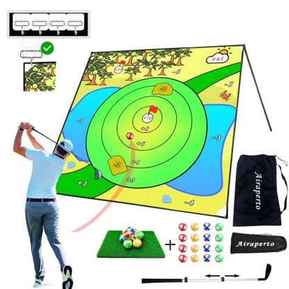 Golf Chipping Outdoor Game Set,Portable Battle Chipping Mat,Indoor Outdoor Sticky Golf for Adults and Junior Golfer Training Practise,Friends Family Yard Target Game