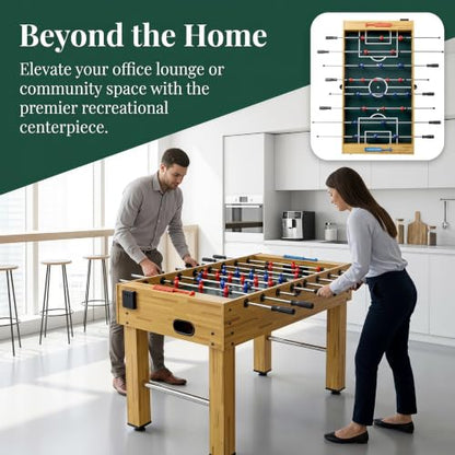 Foosball Table, Wooden Soccer Game Table with Analog Scoring, Heavy Duty Tabletop Football Games with Steel Rods & Ergonomic Handles, Indoor Arcade Gaming Tables for Family Game Room, Brown - size: 54-inch