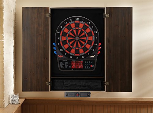 Viper Metropolitan Solid Wood Cabinet & Electronic Dartboard Play-Ready Bundle - color: Espresso, style: Elite Set