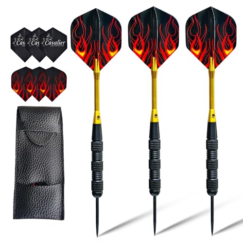 3pcs Steel Tip Darts 18g Black and Gold, with Flights & Carry Pouch, Easy to Control for Home Games & Casual Play
