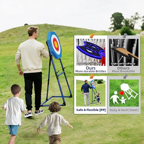 Axe Throwing Game for Backyard, Kids Axe Throwing Game with 4 Axes & 4 Darts, Height Adjustable Axe Throwing Target Set, Safe Indoor & Outdoor Throwing Axe Set for Family Fun