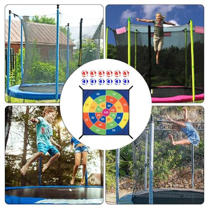 Trampoline Dart Board – Plush Fabric PP 29.13x29.13 Inches | Dart Board Set | Kids Sticky Ball Targets Game for Indoor Outdoor Play Party Fun and Family Entertainment Use