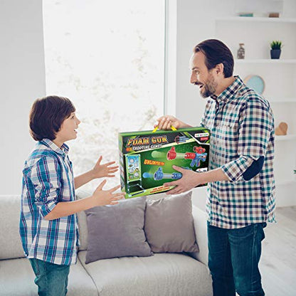 SpringFlower Shooting Game Toy for 6 7 8 9 10+ Years Olds Boys,2pk Foam Ball Popper Air Toy Guns with Standing Shooting Target,24 Foam Balls, for Kids