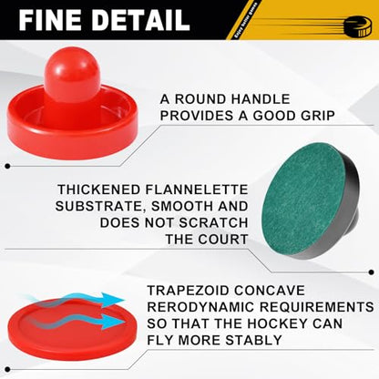 Air Hockey Pushers and Air Hockey Pucks, Indoor Games Goal Handles Paddles Replacement Accessories Set for Game Tables Equipment - color: Black-Red