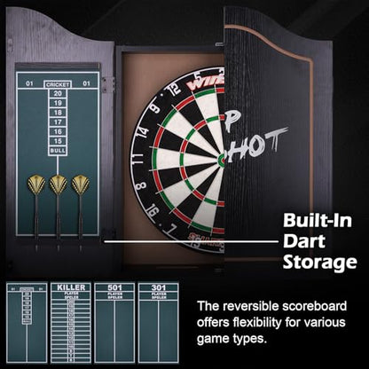 WIN.MAX Dart Board - Bristle Steel Tip Dartboard for Adults Bristle Steel Tip Dart Board Set with 12 Darts Metal - style: Dartboard and Cabinet Set