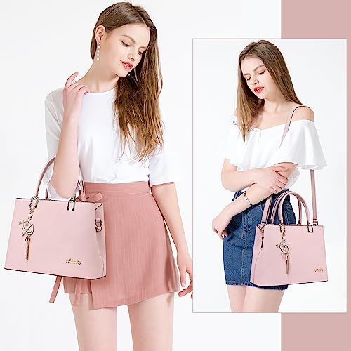 Womens Purses and Handbags Shoulder Bags Ladies Designer Top Handle Satchel Tote Bag - color: Light Pink