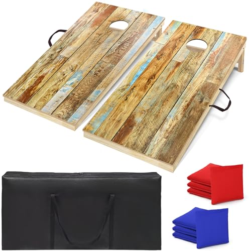 Cornhole Board Set，2 Regulation 4'x2' Cornhole Boards with 8 Cornhole Bags and Carrying Case, Corn Hole Games for Adults Outdoor Bean Bag Toss Game