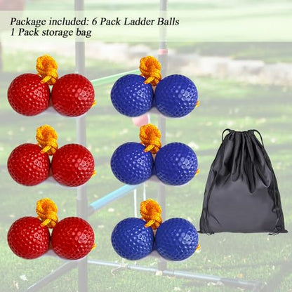 Ladder Ball Ladder Toss Balls Set Replacement Balls for Toss Match, Set of 6 with Storage Bag (Red & Blue) - color: Red & Blue