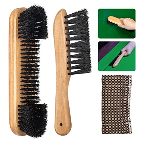 Adhafera Pool Table Brush Cleaner Kit, Brush Made of Pure Solid Wood and Nylon Bristle, Snooker Accessories for Snooker Table - color: Burlywood-3-tool