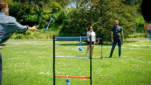 University Games, Double Ladder Ball Indoor Outdoor Ladderball Game Set, 6 Soft Rubber Bolas Balls, Zippered Travel Case, Premium Quality and Durability for 2 or More Players Ages 8 and Up