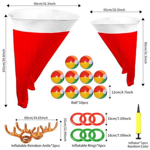 7 Pcs Granny Pants Yard Game Set – Large & Small Pants with 4 Bouncy Balls and 1 Air Pump,Fun Parent-Child Outdoor Game for Family Reunion, Group Parties & Backyard Activities - color: Red White B