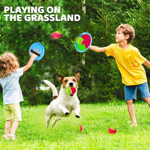 Toss and Catch Ball Game Set, Beach Outdoor Toys for Kids Boys with Paddle, Balls and Storage Bag, Yard Backyard Outside Indoor Toys Games Gifts for Kids Boys Girls Ages 3 4 5 6 7 8 9 10 - style: 4 Paddles & 4 Balls