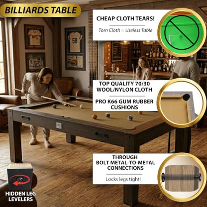 7ft Multi Game Table 4 in 1 Pool Table Ping Pong Table Air Hockey Combo Game Table Includes All Accessories for Game Room & Family - color: Espresso