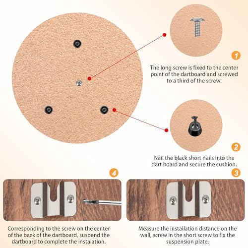 2 Sets Portable Dartboard Mounting Bracket Kit, Dartboard Hanging Hardware with Screws Stabilizers for Wall Mounting Dartboards Bracket for Hanging Dartboards Accessories