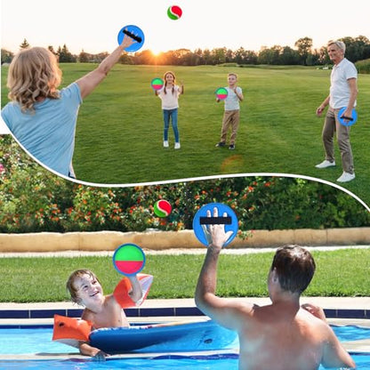 Toss and Catch Ball Set, Paddle Catch Ball and Toss Game for Kids, Great Beach Games/Backyard Games/Outdoor Games for Kids and Family - size: 2 Balls,2 Paddles