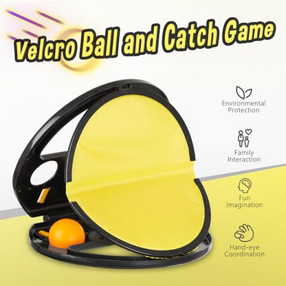 Velcro Toss and Catch Game Set, 2024 Upgrade with Launchers and 2 Balls, Outdoor Games for Kids Aged 3-12, Beach Paddle Ball Set for Yard, 2pc