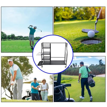 Golf Storage Organizer for Garage - Heavy Duty Stand | Extra Large Golf Storage with Wheels,for Golfers Home Basement Shed Balls Equipment Accessories Pouch