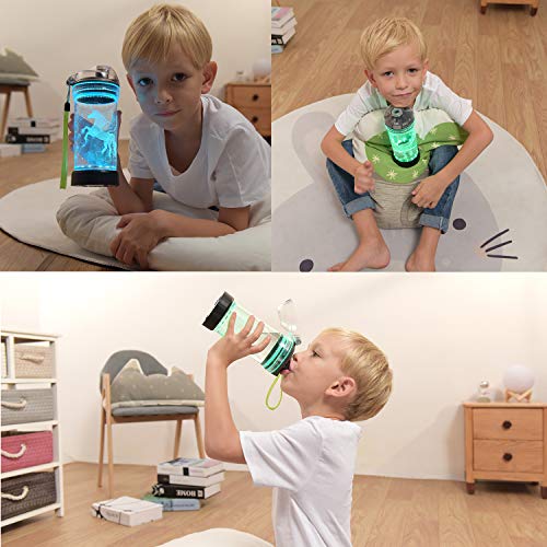 Lightzz Kids Water Bottle with 3D Glowing Hockey LED Light - 14 OZ Tritan BPA Free - Creative Ideal Travel Cup Gift for School Kid Boy Child Holiday Camping