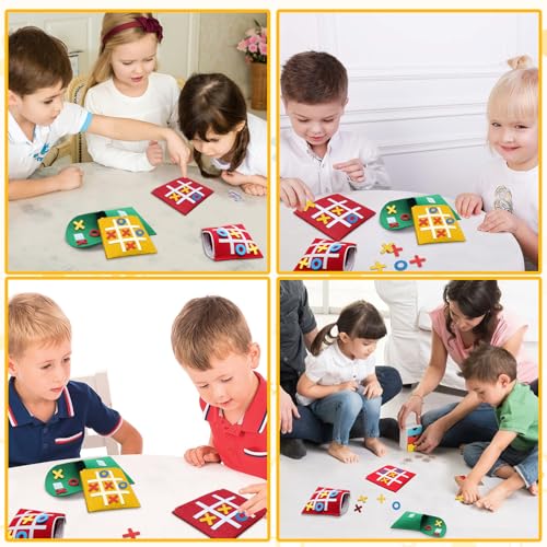 48 PCS Tic Tac Toe Board Game,Foam Tic-Tac-Toe Mini Board Game for Kids Family Classic Educational Toys Indoor Party Game Birthday Party 5"x5"
