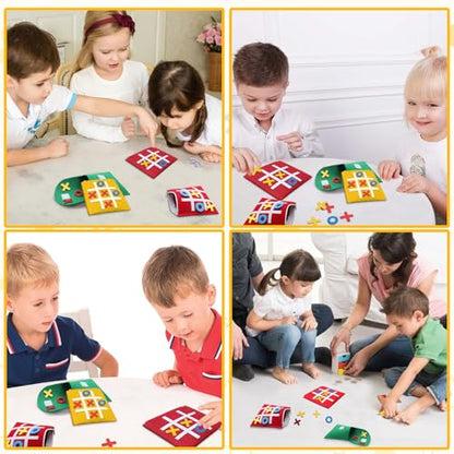 48 PCS Tic Tac Toe Board Game,Foam Tic-Tac-Toe Mini Board Game for Kids Family Classic Educational Toys Indoor Party Game Birthday Party 5"x5"
