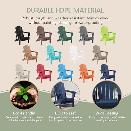 WestinTrends Malibu HDPE Outdoor Patio Folding Poly Adirondack Chair, Navy Blue - color: Navy Blue, size: 1 Chair