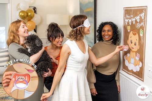 Party Hearty Pin the Pacifier & Diaper Raffle Baby Shower Games | 2 Game Set, Any Gender, Pin the Pacifier on the Baby, 50 Pcs Diaper Raffle Tickets with Box, Bring a Pack of Diapers to Win - color: Kraft - Pin the Binky & Raffle