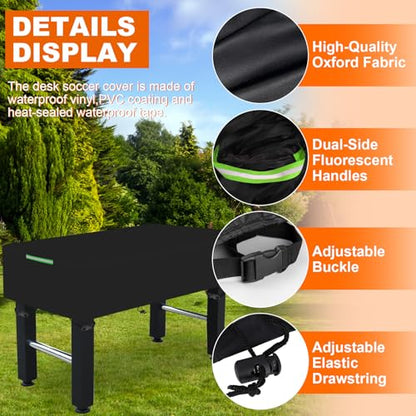 Foosball Dust Cover,Foosball Table Protection Cover-600D Heavy Duty Waterproof Outdoor Patio Party Game Table Cover, Black - size: 160*115*50CM