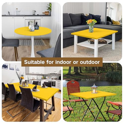Square Fitted Table Cover Elastic Tablecloth Stretch Spandex Table Topper Cap Cover for Dining Kitchen Home Party Yellow 34X34 Inch - color: Yellow, size: 34" x 34" (Square)