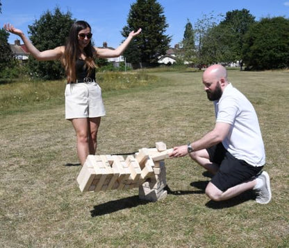 Masters Giant Tumble Tower - Mango Wood - 81cm | Can grow to 1.5m - XL Giant Garden Game for Adults - 54 Wooden Toppling Blocks - Stacking Game - Outdoor Party Game