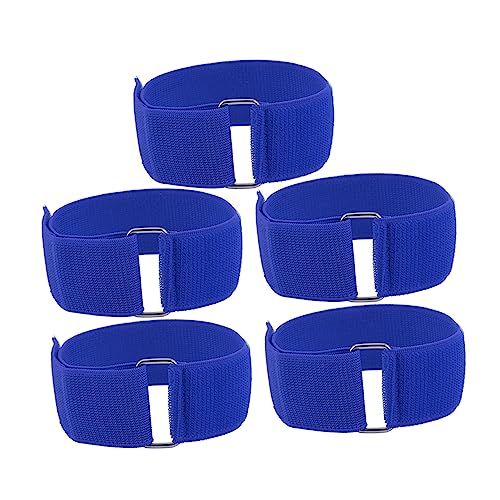 RiToEasysports 3 Legged Race Bands, 5Pcs Relay Race Games Outdoor Party with Adjustable Elastic for Kids Adults Family Team Sports Carnival Field Day (Blue) - color: Blue