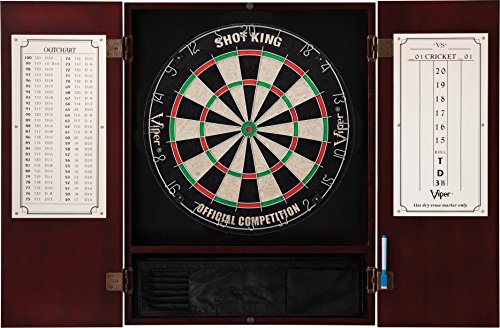 Viper by GLD Products Metropolitan Solid Wood Cabinet & Sisal/Bristle Dartboard Play-Ready Bundle - color: Mahogany, style: Standard Set