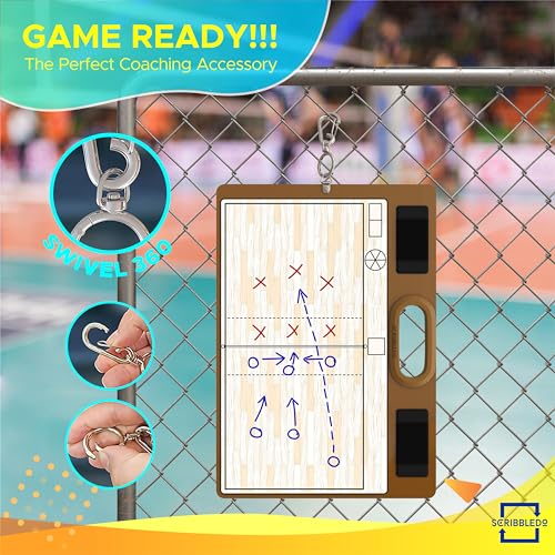Dry Erase Volleyball Coaching Board 15x10.5” with Rotation Wheel – Includes 2 Markers, Whiteboard for Coaches, Equipment & Accessories, Ideal Coach Gift