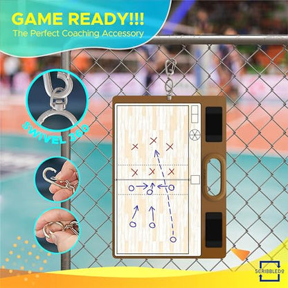 Dry Erase Volleyball Coaching Board 15x10.5” with Rotation Wheel – Includes 2 Markers, Whiteboard for Coaches, Equipment & Accessories, Ideal Coach Gift