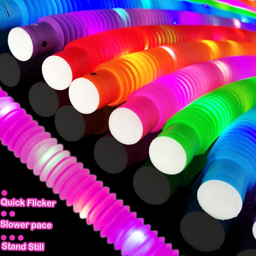 Glow Sticks Camping Essentials for Toddlers 6-96 PCS,Kids Light Up Pop Tube Wand Toys Gifts,4th of July LED Bracelet Necklace Party Accessories,Fun Summer Outdoor Games Activities Gear for Boys Girls
