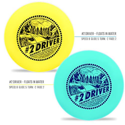 Lightning #2 Driver 2-Pack – Disc Golf Long-Range Drivers (Speed 8, Glide 5, Turn -2, Fade 2) – Durable, Floats on Water